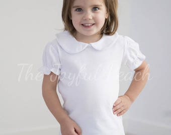 Short Sleeve Peter Pan Collar Shirt
