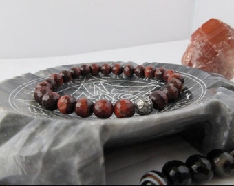 Red Tiger eye and onyx bracelet