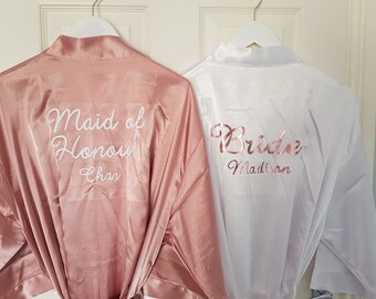 Bridesmaid robes, bridesmaid gift, bridal robes, bridal shower, satin robe, bride gift, wedding robes, bridesmaid dressing gown, bride to be