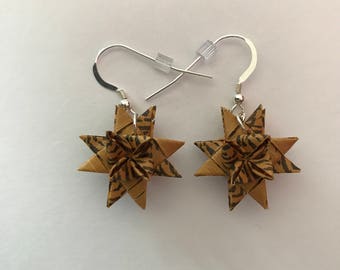 Moravian Star Earrings—Leopard