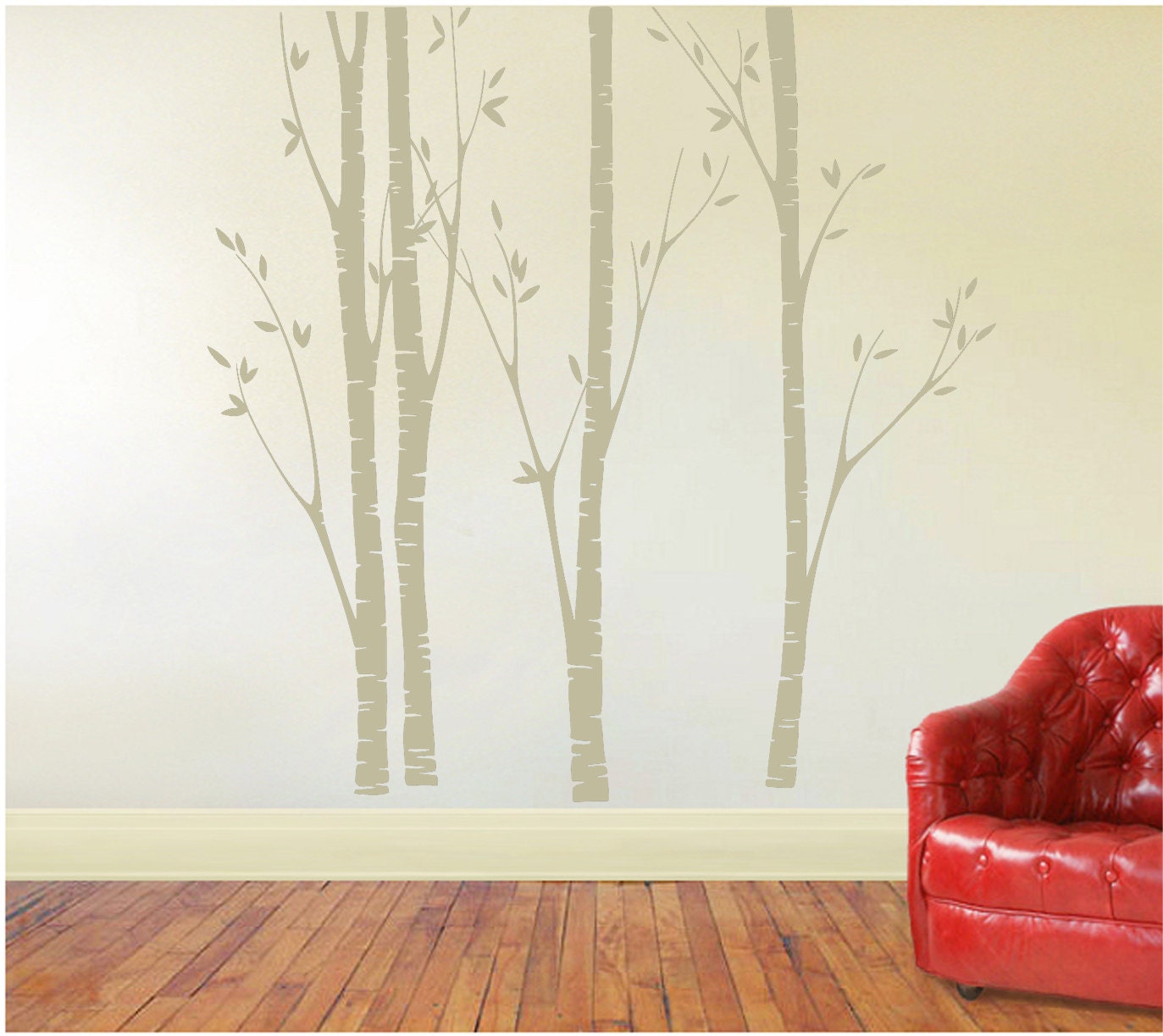 birch tree decal nursery birch decal tree wall decal Four
