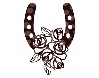 Horseshoe svg, cut file, Horseshoe silhouette, Floral swag svg, equestian svg, cuttable file, rodeo, western, dxf, svg, silhouette, cricut