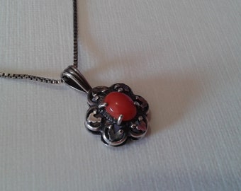 Vintage Sterling Silver Carnelian Pendant