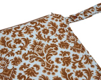 Blue Damask - 14x14 Sweet Bobbins Wet Bag - SEAM SEALED - Snap Strap - Boutique Quality