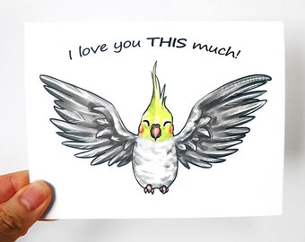Cockatiel Card Custom Card Funny Greeting Card Pet Bird