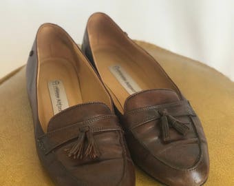 VTG 1980s Smooth Leather Tassel Loafers/ Etienne Aigner/ Classic/ Slide On