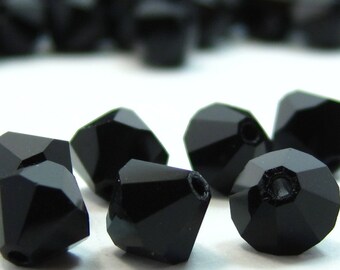 Czech Glass Beads x 10 in Black