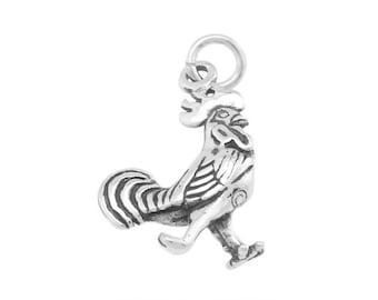 Sterling Silver Rooster Charm (3d Charm)
