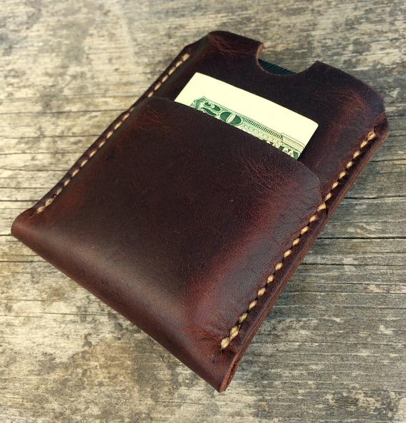 Mens leather wallet Minimalist wallet Full grain leather