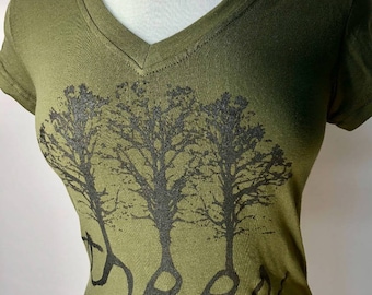 Trees Olive Green w/ Brown Ink