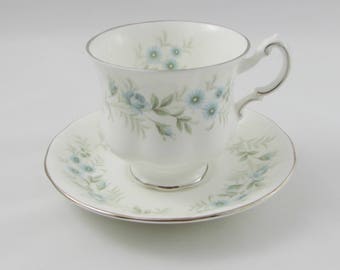 Paragon Tea Cup and Saucer in "Debutante" Pattern, Blue Flowers, Vintage Bone China