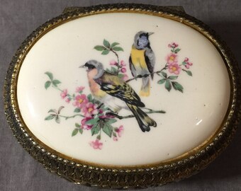 Vintage Bird Trinket Box Made in Sankyo Japan