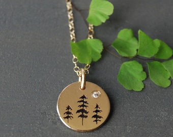 Gold Tree Pendant, Gold pendant, Small Gold Pendant, Gold Jewelry, Tree Pendant, West Coast Jewelry, Canadian Jewelry, Sitka Trees, Spurce