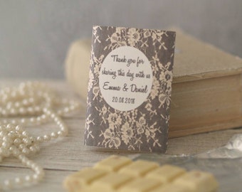 Personalised Lace wrappers / Wedding Favours Luxury Belgian Chocolate