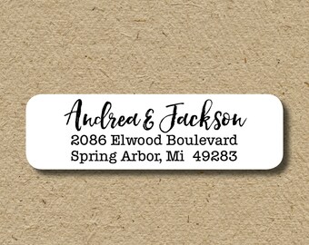 Return address labels, calligraphy script return address labels, custom colors, self-adhesive return address stickers, custom address labels
