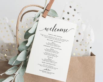 Wedding Itinerary Template, Wedding Welcome Bag Tags, Wedding Itinerary for Hotel Bag, Wedding Itinerary Cards, Itinerary for Wedding