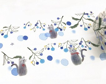 Cat Washi Tape, Cute Washi Tape, Kitten Washi Tape, Flowers Washi Tape, Vine Washi Tape, Washi Tape
