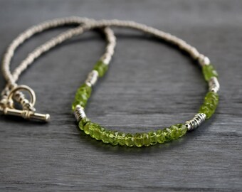 Peridot Necklace, Beaded Necklace, Gemstone Necklace, Womens August Birthstone Necklace, Womens Necklace, Gift For Her, Statement Necklace