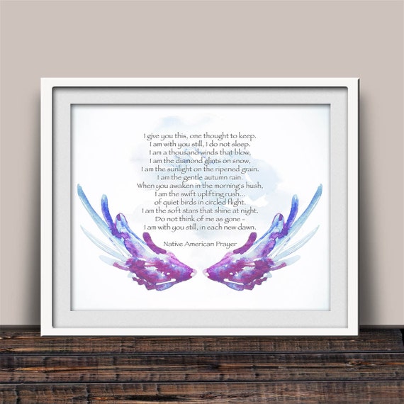 Native American Prayer Art - Angel Wings - Serenity Prayer - Sympathy Gift - Spiritual Quote - Soul Search Prayer - Nature Inspired