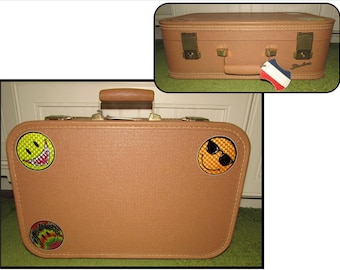 Small Vintage Hard Side Tan Starline Suitcase, 60s, luggage, travel