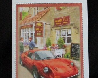 Classic Car Card, Sports Car Card, Father's Day Card, 3d Birthday Card, Car Birthday Card, Male Birthday Card, Personalise, Card made in UK