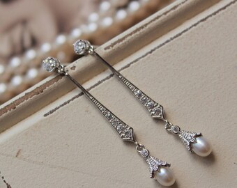 Set of 3, 4, 5, 6 Bridesmaid Earrings,Art Deco Earrings ,Bridal Earrings,Vintage Style Pearl Earrings, Wedding Earrings, Wedding Jewelry, UK