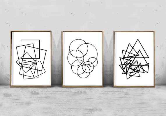 Geometric art prints set of 3 black white wall art abstract prints minimalist art printable posters lines wire art scandinavian modern Geometric art prints set of 3 black white wall art abstract prints minimalist art printable posters lines wire art scandinavian modern