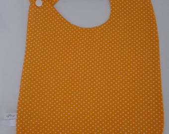Large bib size unique yellow "confetti" polka dots