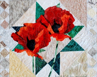 Quilt Pattern - Poppies Applique Art Quilt Pattern
