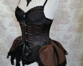 STEAMPUNK Dark BrownTaffeta Bustle Skirt BURLESQUE
