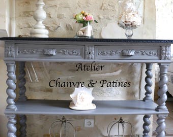 Console, Draper, serving Henry weathered gray and black tray