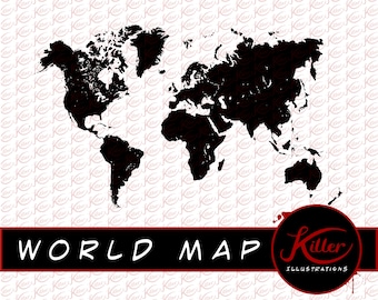 world map vector clip art earth cut file instant digital download