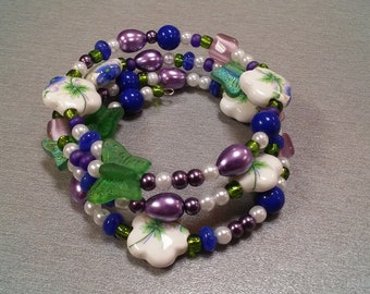 butterfly and flower wire wrap bracelet