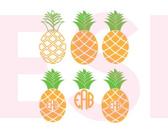 Pineapple monogram svg, Designs, SVG, DXF, EPS, Summer svg, Beach svg, cutting files, for use with Silhouette Cameo and Cricut Design Space.