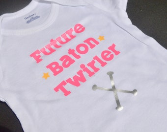 Future Baton Twirler Onesie, Bodysuit, Baton Baby, Majorette, Custom Onesie, Baby Shower Gift, Twirling Gift, Twirling Baby, Baton Twirler