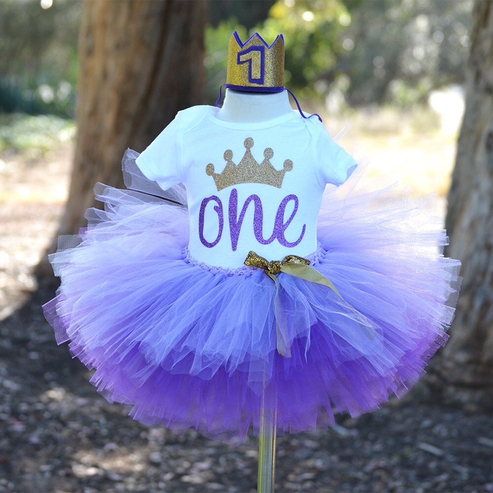 First Birthday Outfit baby girl Purple tutu Princess