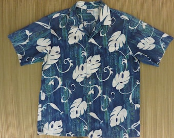 Vintage Hawaiian Shirt 60s PA'ANI Tribal Tiki Aloha Mens - L - Oahu Lew's Shirt Shack