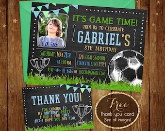 Printable Soccer Birthday Invitation - Football Party Invite with Picture - Sports party Invitation - Boy Sports Birthday Party Invitation