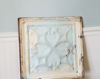 Heart Shape 18" Tin Ceiling, Ceiling Tile Square Antique Tin Tile Quatrefoil Pattern Metal Ceiling Vintage Ceiling Tile Vintage Tin Tile