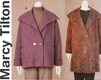 Marcy Tilton Designer Jacket VOGUE 7473 sz S-M Double Breasted Jacket Pattern Loose Fitting Jacket Fleece Jacket Womens Jacket A-line Jacket