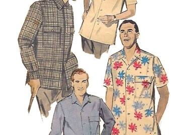 Vintage 1950's Sewing Pattern Man's Casual Sports Shirt Medium Neck 15"-15.5"
