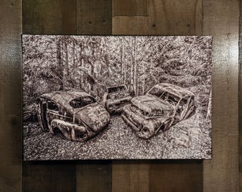 Volvo Old Car Art European Classic Car Wall Hanging Photograph Print on Canvas