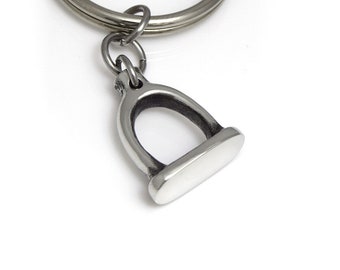 Stapes Bone Keychain, Deaf Ear Anatomy Keyring in Pewter