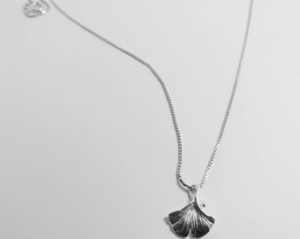 Ginko necklace, silver ginko necklace, handmade necklace, ginkgo necklace, silver ginkgo necklace