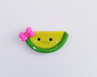 Smiley Lime – Charm – Bow center – Scrapbooking – Needle minder – Bow embellishment – Magnet- S074