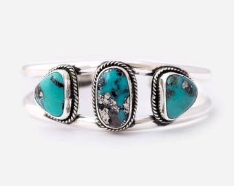 Pyrite + Campitos Turquoise Cuff Bracelet