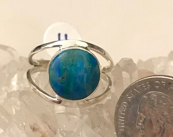 Genuine Peruvian Blue Opal Ring, Size 11