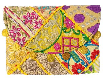 Indian cotton Small Size Embroidered Patch Work Gypsy Banjara Clutch Shoulder Bag Tribal Banjara Vintage clutch , banjara bag, sling Bag.