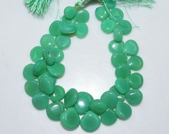 1 Strand Chrysoprase Color Chalcedony Smooth Heart Shape Beads - Chalcedony Heart Shape Briolette, 9x9 - 15x15 mm, 8", BL1966