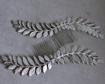 Set 2 stainless steel leaves hair accessories